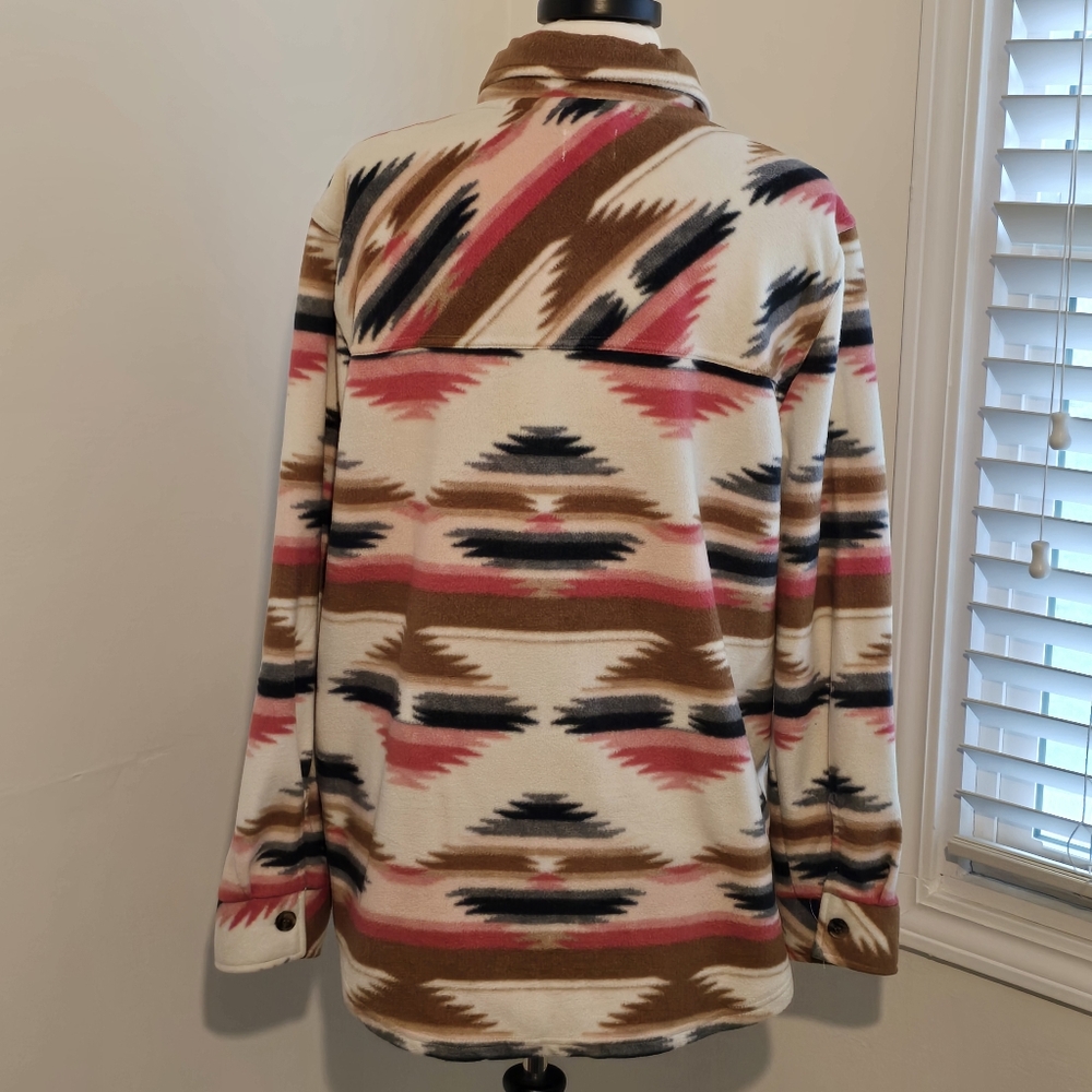 Stylish Multicolor Button-Up Fleece Shacket - Picture 5 of 8